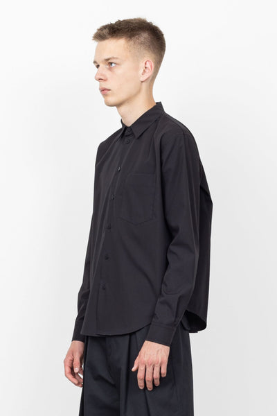 Shop Emerging Alternative Fashion Unisex Street Brand Monochrome AW23 Anamorphic Collection Black Cotton Fold Shirt at Erebus