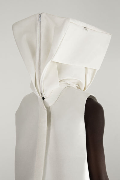 Shop Emerging Conceptual Dark Fashion Womenswear Brand DZHUS Transit Collection Ivory ID Transformable Dress at Erebus