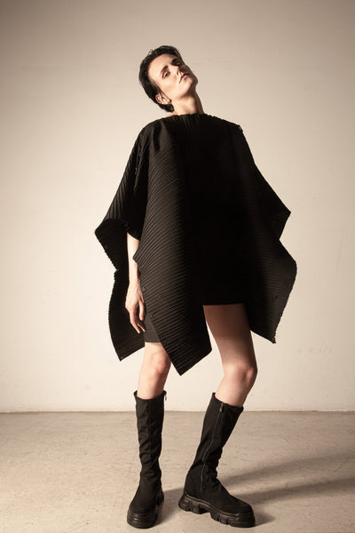 Shop Emerging Conceptual Dark Fashion Womenswear Brand DZHUS Thesaurus Collection Black Value Transformable Dress / Cape at Erebus