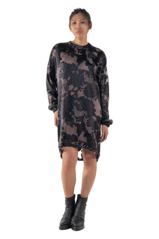 Shop Emerging Slow Fashion Genderless Alternative Avant-garde Designer Mark Baigent Annex Collection Fair Trade Black Sheer Silk Jacquard Long Sleeve Carah Dress at Erebus