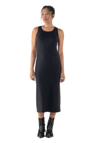 Shop Emerging Slow Fashion Genderless Alternative Avant-garde Designer Mark Baigent Annex Collection Fair Trade Black Viscose Rib Endothelium Tank Dress at Erebus