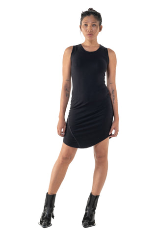 Shop Emerging Slow Fashion Genderless Alternative Avant-garde Designer Mark Baigent Annex Collection Fair Trade Black Viscose Rib Iwasa Tank Dress at Erebus