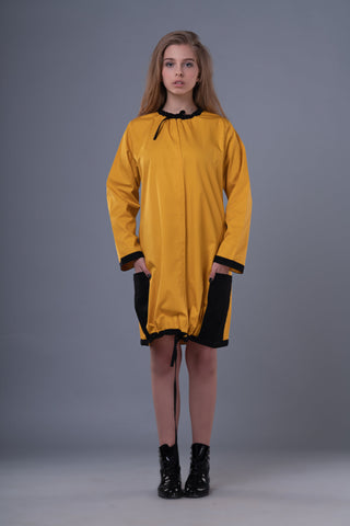 Shop Emerging Dark Conceptual Brand Anagenesis Mustard and Black Braille Dress at Erebus