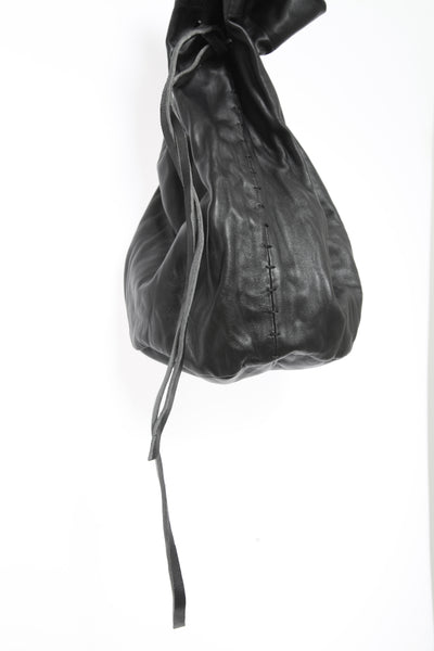 Shop Emerging Slow Fashion Avant-garde Artisan Leather Brand Gegenüber Black Wunde Gross 2 Large Gourd Bottle Bag at Erebus
