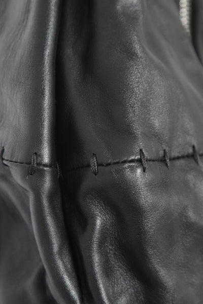 Shop Emerging Slow Fashion Avant-garde Artisan Leather Brand Gegenüber Black Wunde Mittel 2 Large Shoulder Messneger Bag at Erebus