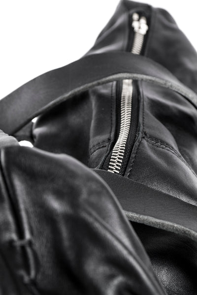 Shop Emerging Slow Fashion Avant-garde Artisan Leather Brand Gegenüber Black Aktenmappe Large Shoulder Bag at Erebus