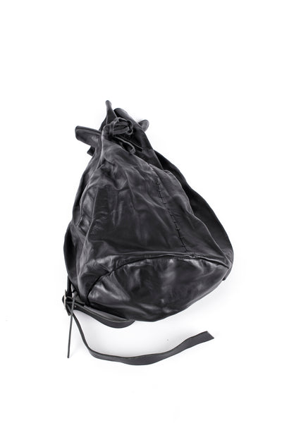 Shop Emerging Slow Fashion Avant-garde Artisan Leather Brand Gegenüber Black Wunde Gross Large Gourd Bottle Bag at Erebus