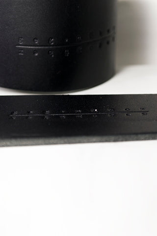 Shop Emerging Slow Fashion Avant-garde Artisan Leather Brand Gegenüber Black Pfeiler Cuff at Erebus