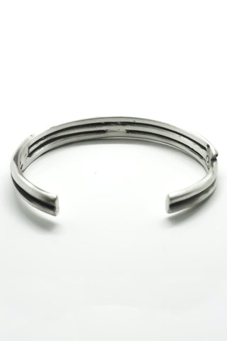 Shop Emerging Slow Fashion Avant-garde Jewellery Brand OSS Haus Constant Evolution Collection Oxidised Sterling Silver Acuario Bangle Bracelet at Erebus