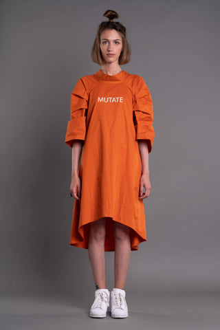 Shop Emerging Dark Conceptual Brand Anagenesis Albedo Collection Orange Breach Dress at Erebus