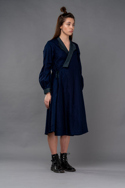 Shop Emerging Dark Conceptual Brand Anagenesis Indigo Kimono Jacket at Erebus