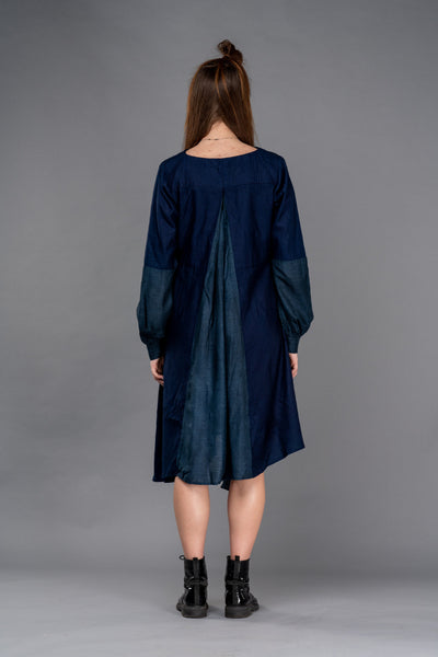 Shop Emerging Dark Conceptual Brand Anagenesis Indigo Layer Dress at Erebus