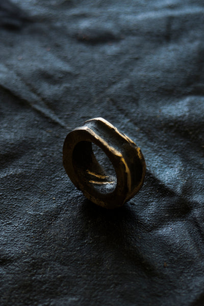 Shop Emerging Avant-garde Jewellery Brand Surface/Cast Blackened Bronze Absence Small Ring at Erebus
