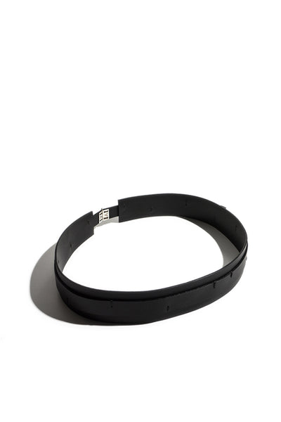 Shop emerging slow fashion accessory brand Aumorfia IASIS Collection Black Leather Depolo Belt at Erebus