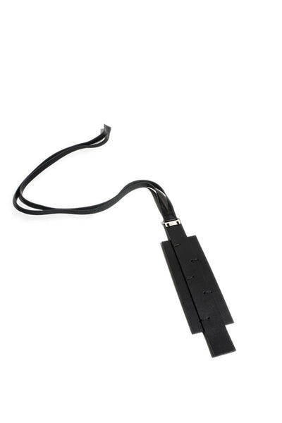 Shop emerging slow fashion accessory brand Aumorfia IASIS Collection Black Leather Depolo Pendant Necklace at Erebus
