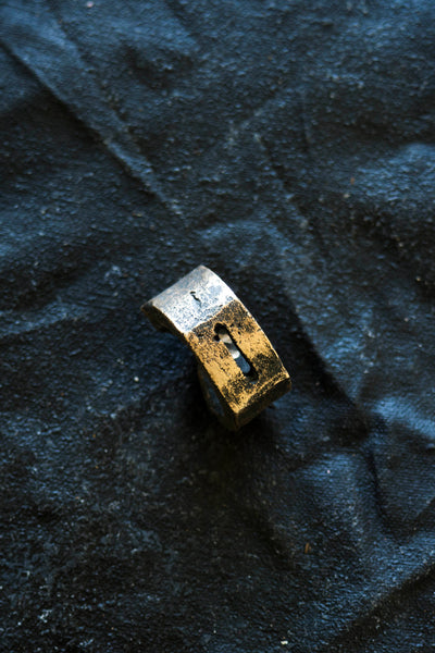 Shop Emerging Avant-garde Jewellery Brand Surface/Cast Blackened Bronze Crevasse Medium Ring at Erebus