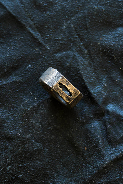 Shop Emerging Avant-garde Jewellery Brand Surface/Cast Blackened Bronze Crevasse Small Ring at Erebus