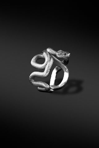 Shop Artisan Jewellery Brand Helios Sterling Silver Cro Serpent Ring at Erebus