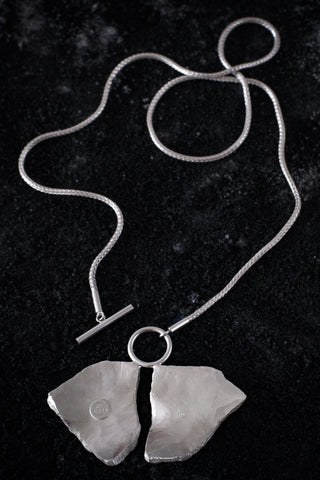 Shop Emerging Minimalist Avant-garde Jewellery Brand B KREB Silver XX Necklace at Erebus