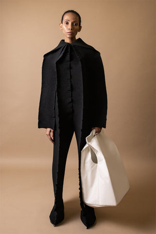 Shop Emerging Conceptual Dark Fashion Womenswear Brand DZHUS Surrogate AW21 Collection Ivory Alternative Transformable Top / Bag at Erebus