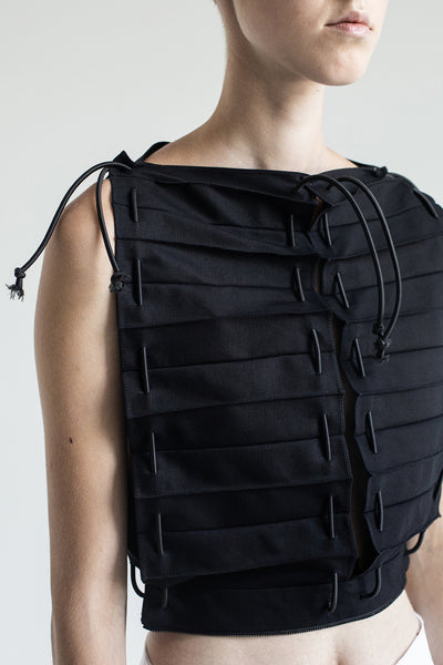 Shop Emerging Conceptual Dark Fashion Womenswear Brand DZHUS Ecopack SS21 Collection Black Transformable 180˚ Jumpsuit at Erebus