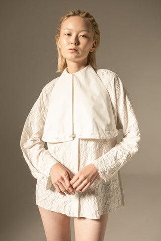 Shop Emerging Conceptual Dark Fashion Womenswear Brand DZHUS Physique SS22 Collection Ivory Procrastination Transformable Top at Erebus