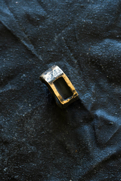Shop Emerging Avant-garde Jewellery Brand Surface/Cast Blackened Bronze Displaced Mass Medium Ring at Erebus