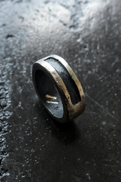 Shop Emerging Slow Fashion Avant-garde Jewellery Brand Surface Cast Blackened Bronze Efface Ring at Erebus