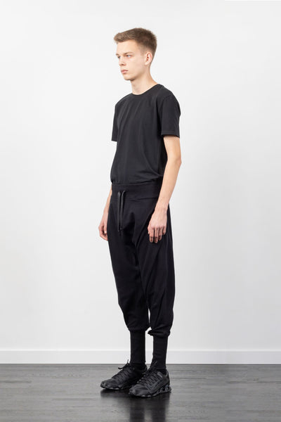Shop Emerging Alternative Fashion Unisex Street Brand Monochrome SS22 Black Fold Jogging Pants at Erebus