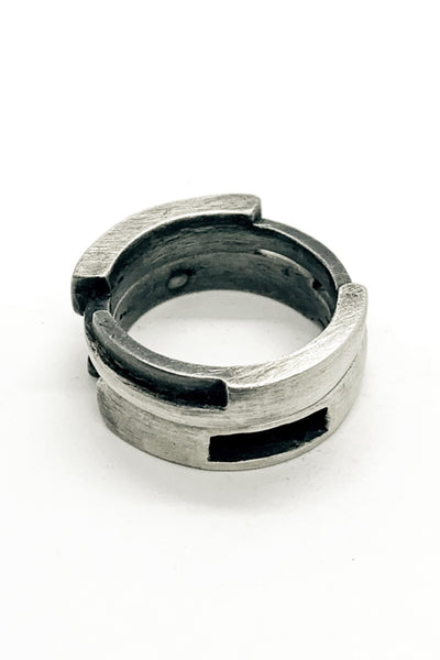 Shop Emerging Slow Fashion Avant-garde Jewellery Brand OSS Haus MSKRA Collection Silver Cyclone Duo Ring Set at Erebus