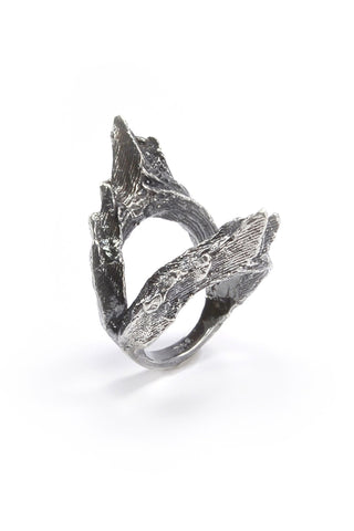 Shop emerging ethical fashion jewellery brand Eilisain Ondine Double Ring in Silver - Erebus - 1