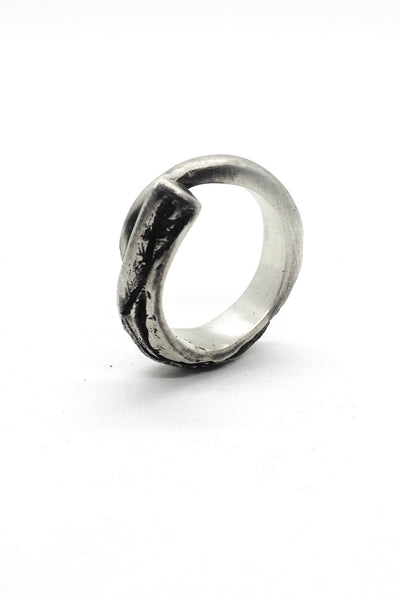 Shop Emerging Slow Fashion Avant-garde Jewellery Brand OSS Haus Broken Dreams Collection Oxidised Silver Pyramid Dream Ring at Erebus