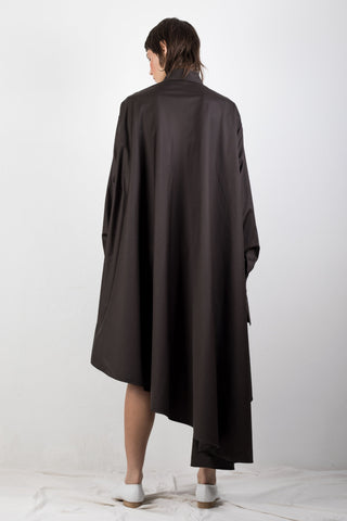 Shop Emerging Slow Fashion Genderless Brand Ludus Agender Brand Requiem Collection Black Asymmetric Elongated Shirt / Dress at Erebus