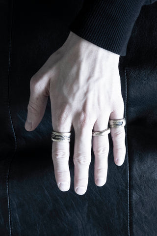 Shop Emerging Slow Fashion Avant-garde Jewellery Brand Surface Cast Blackened Bronze Hack Ring at Erebus
