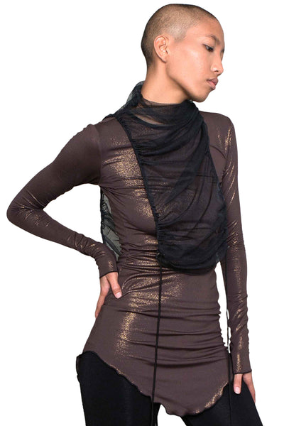 Shop Emerging Slow Fashion Genderless Alternative Avant-garde Designer Mark Baigent Wōlfin Collection Copper Xe Long Sleeve Top at Erebus
