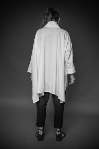 Shop Conscious Agender Dark Fashion Brand MAKS Design SS21 White Cotton Long Back Shirt at Erebus