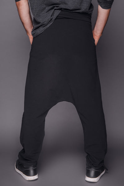 Shop Emerging Conscious Dark Fashion Brand MAKS Men's Black Baggy Pants at Erebus