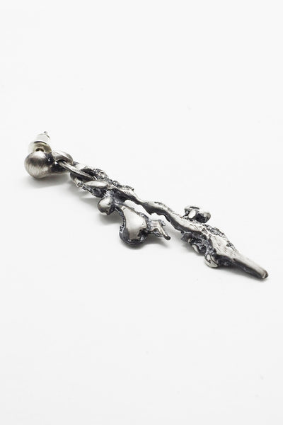 Shop Emerging Slow Fashion Avant-garde Jewellery Brand OSS Haus Broken Dreams Collection Oxidised Silver One of a Kind Mewotojite Earring #3 at Erebus