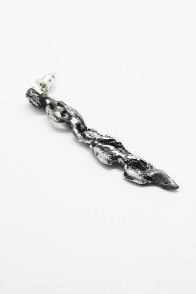 Shop Emerging Slow Fashion Avant-garde Jewellery Brand OSS Haus Broken Dreams Collection Oxidised Silver One of a Kind Mewotojite Earring #4 at Erebus