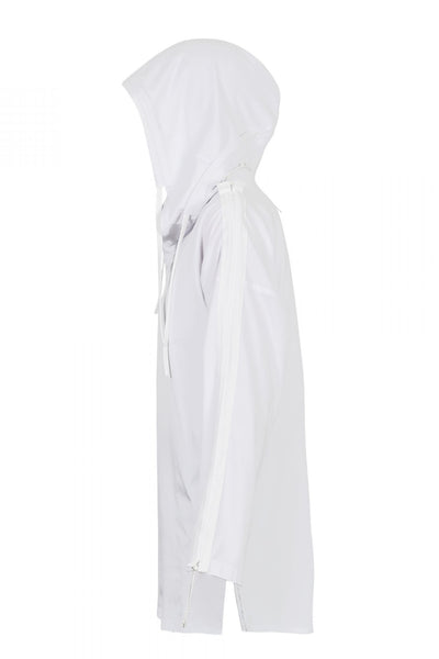 Shop Emerging Unisex Street Brand Monochrome White Cotton Jersey Hooded Kimono Shirt at Erebus