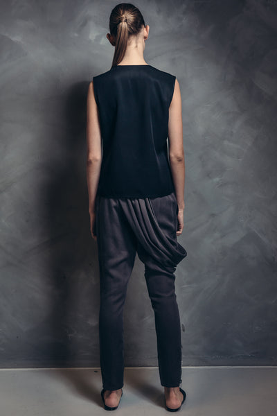 Shop Emerging Contemporary Conscious Womenswear Brand Too Damn Expensive Black Belted Top at Erebus