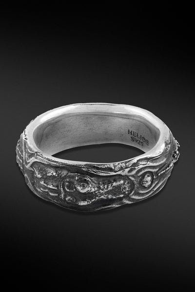 Shop Artisan Jewellery Brand Helios Sterling Silver Caiman Black Ring at Erebus