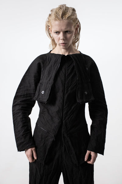 Shop Emerging Conceptual Dark Fashion Womenswear Brand DZHUS Pseudo AW22 Collection Black Irony Transformable Jumpsuit at Erebus