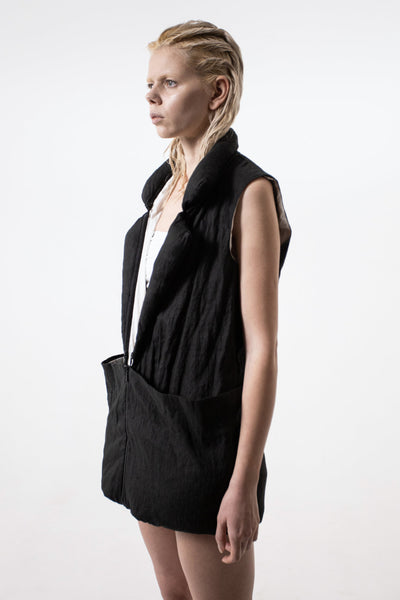 Shop Emerging Conceptual Dark Fashion Womenswear Brand DZHUS Pseudo AW22 Collection Graphite and Ivory Extract Transformable Jacket / Waistcoat / Jumpsuit / Trousers at Erebus