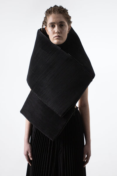 Shop Emerging Conceptual Dark Fashion Womenswear Brand DZHUS Pseudo AW22 Collection Black Example Transformable Scarf / Clutch Bag at Erebus