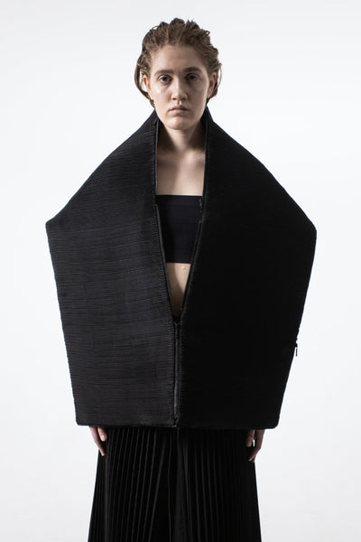 Shop Emerging Conceptual Dark Fashion Womenswear Brand DZHUS Pseudo AW22 Collection Black Example Transformable Scarf / Clutch Bag at Erebus