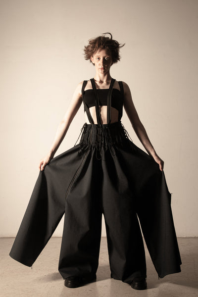 Shop Emerging Conceptual Dark Fashion Womenswear Brand DZHUS Thesaurus Collection Anthracite Quota Transformable Dress / Skirt / Trousers / Cape / Top at Erebus