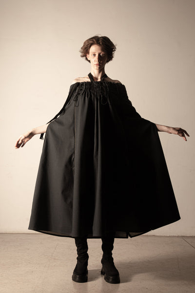 Shop Emerging Conceptual Dark Fashion Womenswear Brand DZHUS Thesaurus Collection Anthracite Quota Transformable Dress / Skirt / Trousers / Cape / Top at Erebus