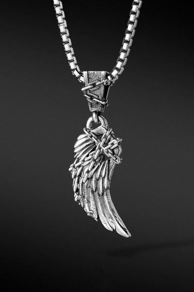 Shop Artisan Jewellery Brand Helios Sterling Silver Freedom Chained Wing Pendant at Erebus