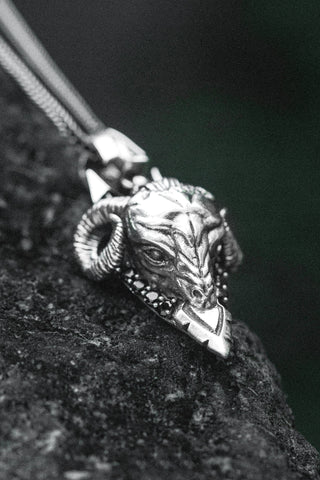 Shop Artisan Jewellery Brand Helios Sterling Silver with Black Cubic Zirconia Goat Pendant at Erebus